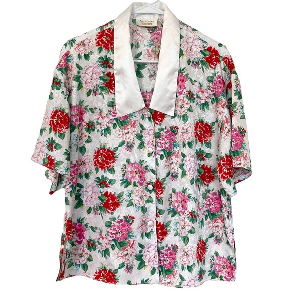 Victoria's Secret Tops - Vintage Victoria’s Secret Floral Silky Button Down